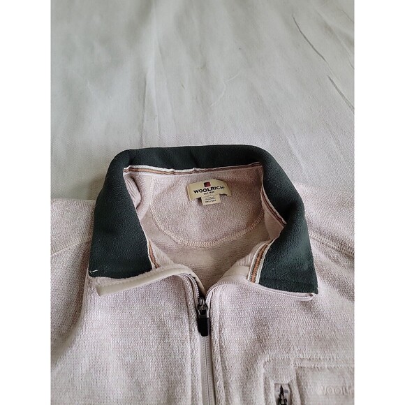 Woolrich Mens 2XL 1/4 Zip Pullover Cream Beige Pocket Logo Casual Solid Dad - Picture 4 of 15